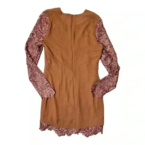 REVOLVE Line & Dot Brown Lace Detail Mini Dress Medium - Picture 4 of 5